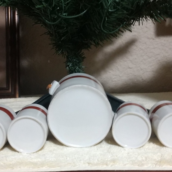 Japanese Porcelain Tea Pot + 4 Cup Set Bamboo Reeded Handle Rare Vintage - Picture 12 of 12